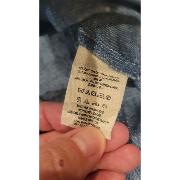 Free People Show Me Some Shoulder Linen Chambray Top Women’s XS Blue. Oversized - Picture 6 of 10